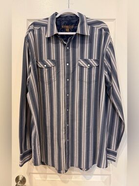 Men’s Pronto Uomo Blue and White Striped Shirt